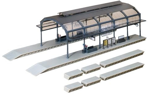 FALLER Bahnhofshalle Modellbausatz mit 95 Einzelteilen 417 x 178 x 122 mm I Modelleisenbahn Zubehör H0 Gebäude I Modelleisenbahn H0 Bahnhofshalle, Divers