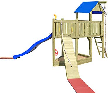 Gartenpirat Piratenschiff Spielturm Admiral mit Klettersteg, Rutsche und Sandkasten