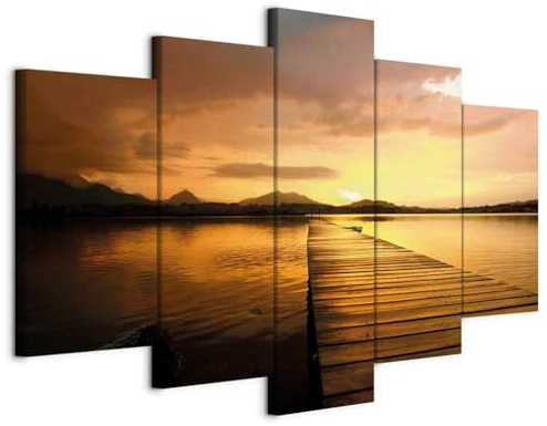 B&D XXL - Leinwandbild Natur Landschaft, 200x100 cm, 5-teilig, Schlafzimmer | Hochwertige Leinwand, sofort aufhängbar, ideal fürs Wohn- oder Schlafzimmer, wasserfest und lichtecht, langlebig, stilvoll