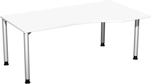 Gera Möbel 4 Fuß Flex Schreibtisch, Holzdekor, weiß/Silber, 180 x 100 x 72 cm