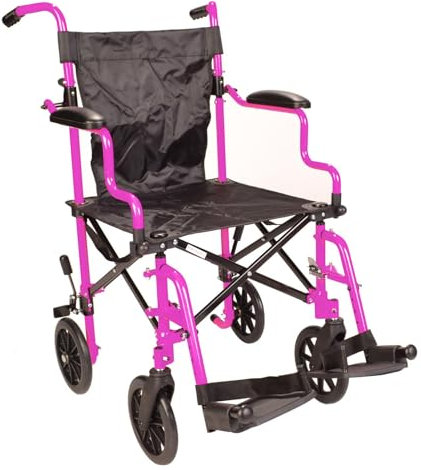 Pink Ultra Lightweight Folding Travel Compact Aluminium Wheelchair in a Bag
