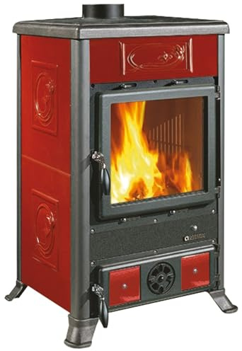 LA NORDICA Stufa a Legna Rossella R1 Rivestimento in Maiolica Potenza Termica Nominale 8 kW 229 m3 riscaldabili Colore Bordeaux