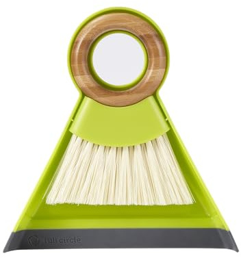Full Circle Tiny Team Mini Brush & Dustpan Set - Compact, Countertop Cleaning, Kitchen, Desk, Crumbs - Green
