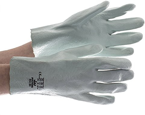 Polyco Polygen P31 Chemical Resistant Mechanics Glove - Lightweight PVC Safety Glove - Pack of 10 Gloves - Conforms to British Safety Standards - Available in Large or Extra Large - (10 x LARGE 10)