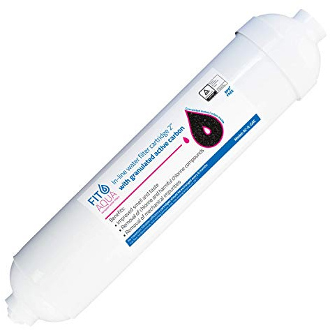 Fit aqua AC-IL-A Original In-line Activated Carbon Cartridge for Fridge Samsung, LG, AEG, Siemens, GE, Daewoo, Haier etc. External Filter by Side with QC Connections Made in EU