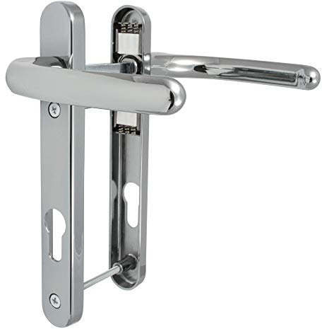 Fab & Fix - UPVC Hardex Polished Chrome Windsor Door Handle Set, 92mm PZ, Lever/Lever, 122mm Screw Centres for External Doors