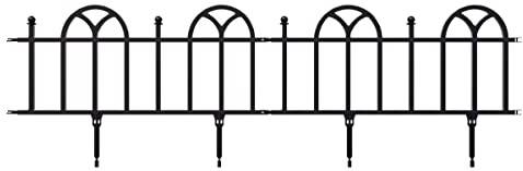 Flower and Garden Bed Set - 4-Piece Modular Garden Fence Panels Set for Landscape Edging, Lawn Edging, and Garden Edging (Black) by Pure Garden