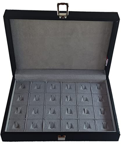 CAMPIONE COLLECTIONS - CC-GAL-M4 Scatola porta anelli in eco pelle cofanetto espositore porta 24 paia di anelli