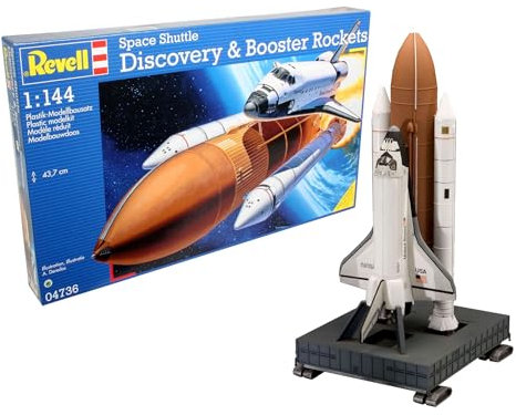 Revell Modellbyggsats Space Shuttle Discovery & Booster Rockets I modellbyggsats rymdsraket för pojkar, flickor och vuxna och barn I NASA Space Shuttle i 1:144 gör-det-själv