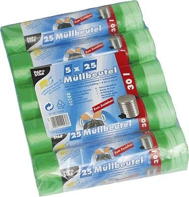 PAPSTAR 12436 Müllbeutel, 30 Liter, 5 Rollen grün