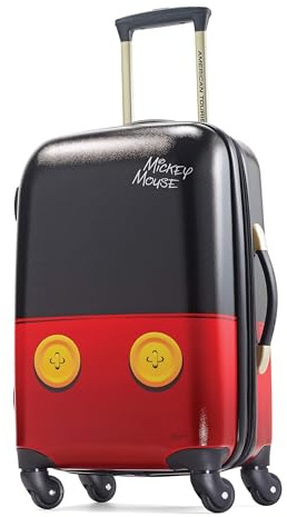 American Tourister Disney Hartschalengepäck mit Spinnrollen, Schwarz, Rot, Carry-On 21-Inch, Disney Hartschalengepäck mit Spinnrollen