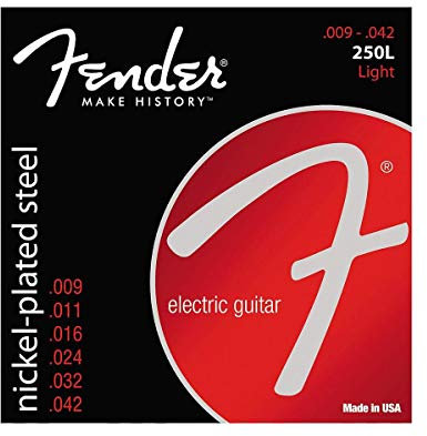 Fender Super 250 E-Gitarrensaiten, 9-42 Stärke, Vernickelter Stahl, Hoher Output und Geschmeidiges Spielgefühl, Kugel-Ende, Dynamischer Rock- und Blues-Sound, 1 Satz