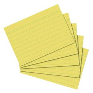 herlitz Karteikarten A8 7,5 x 5,2 cm, liniert, gelb, 100 Stück, für Schule, Studium & Büro