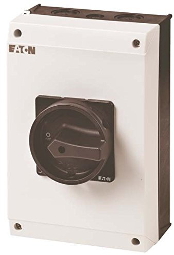 Eaton 207364 Sicherheitsschalter 3P+1S+1Ö, 63 A, not-Halt-Funktion, abschließbar in 0-Stellung mit Deckelverriegelung, Aufbau, mit Warnschild 'Sicherheitsschalter'