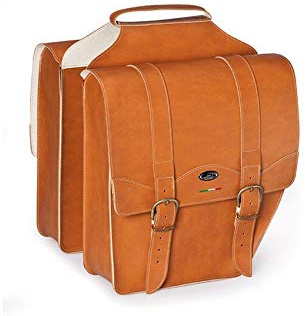 Montégrappa Fahrradtasche Leder 2 Fächer mit Gepäckträger Hellbraun