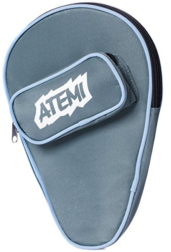Atemi Tischtennisschlägerhülle | Platz für 1 Schläger und 3 Tischtennisbälle | Dickes und strapazierfähiges Aufbewahrungsfach | Abnehmbarer Reißverschluss, grau und blau, X, X, Grau und Blau., X, X