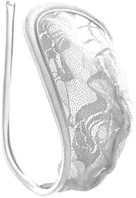 lau-fashion Herr C-string spets blommor mönster vit herr tanga mini trosor underkläder badmode en storlek S/M/L, Vit