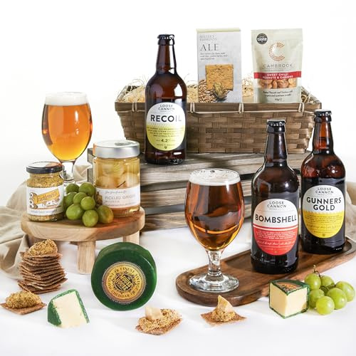 Ploughman's Beer & Cheese Hamper | Beer Gifts for Men | Three British Ales, Mature Cheddar, Chutney, Crackers & Savoury Snacks | A Premium British Ploughman's Experience