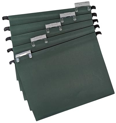 Cathedral Products A4 Green Manilla Suspension Files with Clip on Index Tabs and Inserts - Pack of 50