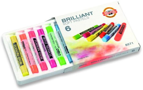 Koh-I-Noor 6er Brillant Softpastellkreiden / Zeichenkreiden in 6 fluoresierenden Farbtönen
