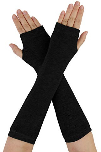 Allegra K Unisex Classic Fashion Stretch Fingerless Arm Warmers Oversleeve One Size Black