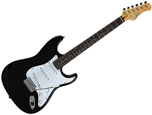 EKO GUITARS – S-100 3/4 BLACK, Guitare Électrique forme Stratocaster, Configuration S/S/S, 22 Frettes, Couleur Noir