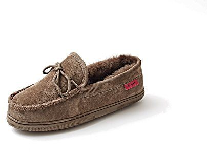 Reissner Lammfelle | Engel Hausschuhe ELBA | Mokassins | Veloursleder | Innenfutter echtes Merino Lammfell aus Australien | 41 braun