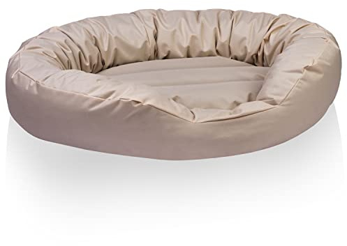 BedDog® Hundebett Sunny, großes Hundekörbchen aus Cordura, waschbares Hundebett mit Rand, Hundekissen oval-rund, für drinnen und draußen, XL, NAMIB-Sand, beige