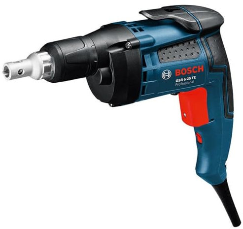 Bosch Professional Trockenbauschrauber GSR 6-25 TE (inkl. Tiefenanschlag, Universalhalter magnetisch, 1x Schraubendrehereinsatz, Gürtelclip, Handwerkoffer)