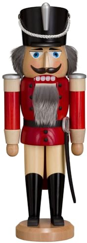 Seiffener Volkskunst | Nussknacker aus dem Erzgebirge | Husar mit Säbel 37 cm | Nussknacker Deko Figur | Original Erzgebirgische Volkskunst | 11212/1 | rot lasiert