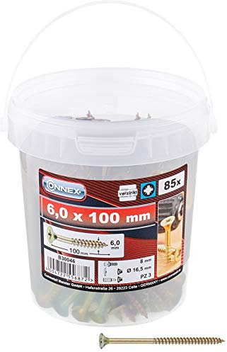 Connex B30046 Lot de 85 Vis universelles PZ 6,0 x 100 galvanisées