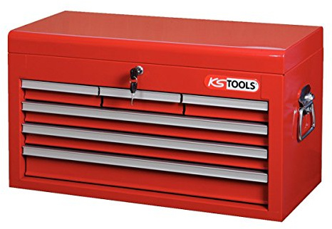 KS Tools 891.0006 - Coffre à outils avec 6 tiroirs et plateau - Tiroirs montés sur glissières à roulement à billes - Système de fermeture avec serrure