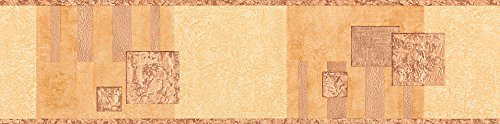 A.S. Création Bordüre - Papierbordüre mit schickem Muster in Braun und Orange - auf 5,00 m x 0,13 m je Rolle