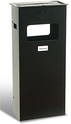 Posacenere Gettacarte In Lamiera Verniciata A Polvere Epossidica. Cestello Superiore Raccogli Cenere Estraibile, Con Griglia In Acciaio Inossidabile. Parte Inferiore Riservata Per La Raccolta Della Carta. Indicato Per Ambienti Esterni, Locali Pubblici, Uf, nero