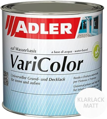 ADLER Varicolor 2in1 Acryl Buntlack für Innen und Außen - 125 ml 1/8 Liter Farblos Glänzend Farblos - Wetterfester Lack und Grundierung - matt
