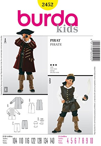 burdastyle Burda 2452 Schnittmuster KostŸm Fasching Karneval Pirat (Kids, Gr, 104-140) Level 3 mittel