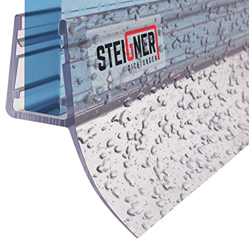 STEIGNER Duschdichtung, 200cm, Glasstärke 6/7/ 8 mm, Gerade PVC Ersatzdichtung für Dusche, UK12