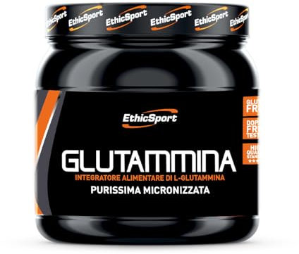EthicSport - Glutammina - Confezione da 300 gr - Integratore alimentare di L- Glutammina, è suggerita nella fase di recupero dopo un intenso lavoro muscolare