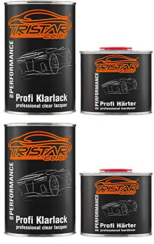TRISTARcolor 2 x 2K Klarlack hochglänzend Dose 1,5 Liter HS + Härter | Autolack, extrem belastbar, abriebfest, wetterfest, lichtecht, UV-beständig, glatte Oberfläche, Made in Germany
