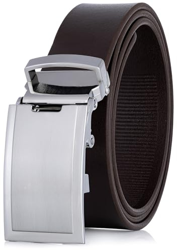 LINDENMANN Leder-Gürtel Herren, Anzug-Gürtel mit Automatikschließe 33 mm breit, Gürtel Herren Rindleder braun