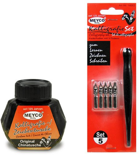 Meyco Kalligrafie Federn und Tusche