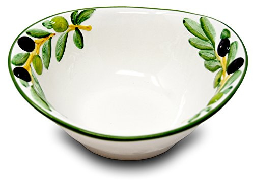 Lashuma Handgemachte Keramikschale, Ovale Salatschüssel aus Italienischer Keramik im Olivendesign, 20x17 cm