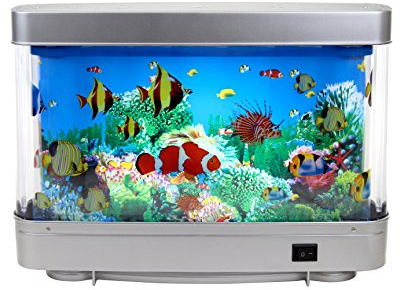 Lightahead Sensory Artificial Aquarium Lamp – LED Virtual Fake Fish Tank with Moving Marine Life Animation Ocean in Motion– Relaxing Ocean Scene Night Light for Adults and Children (Marine Life A)