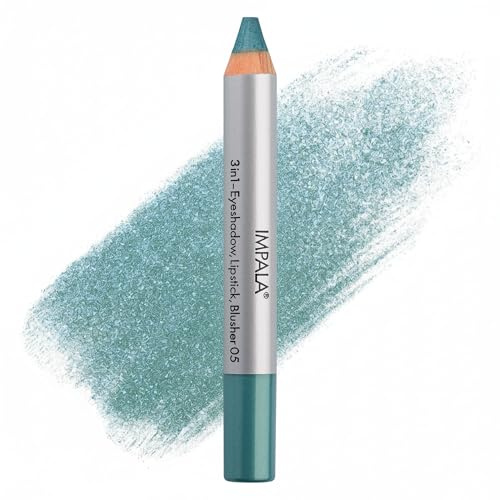 Impala 3-in-1 Jumbo Stift | Lidschatten, Lippenstift und Rouge | Geschmeidige Textur und Lange Lebensdauer | Intensive Farben | Farbe 05 Metallisch Grün