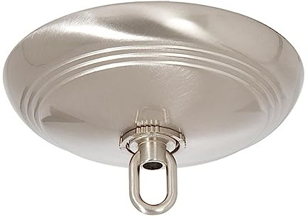 B&P Lamp® Satin Nickel Screw Collar Ribbed Ceiling Light Canopy Plate Kit
