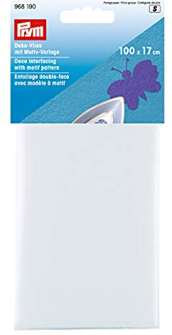 Prym 968190 Deko-Vlies mit Motiven (bügeln) 100x17cm weiß, Polyester, 100 x 17 cm