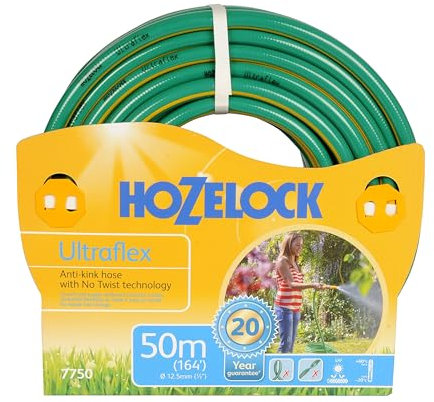HOZELOCK - Hose Tricoflex Ultraflex ø 12.5mm (1/2) 50m : Weather-resistant, Anti-twist and Anti-kink Hose, 5-layer Knitted Reinforced Structure, 40% Recycled PVC, 20 Year Guarantee* [7750P0000]
