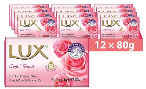 LUX Pink Soft Beauty Soap Bar - Indulgent Skincare for Face, Hands, Body - Enriched for Smooth, Radiant Skin - Gentle Daily Bath & Shower Soap w/Fresh Fragrance - Men & Women - 80g x 12