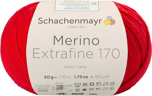 Schachenmayr Merino Extrafine 170 9807551-00031 kirsche Handstrickgarn, Schurwolle