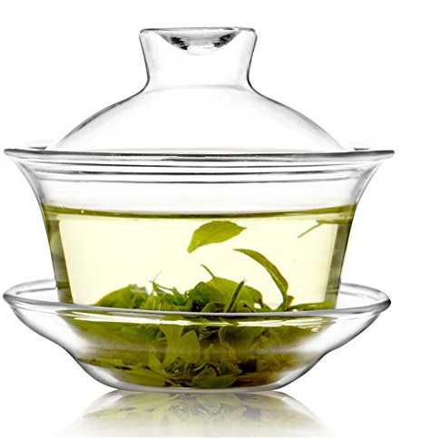Mozentea Chinesische Porzellan-Kung/Gong Fu Teetasse Gaiwan Sancai Teetasse (Glas)